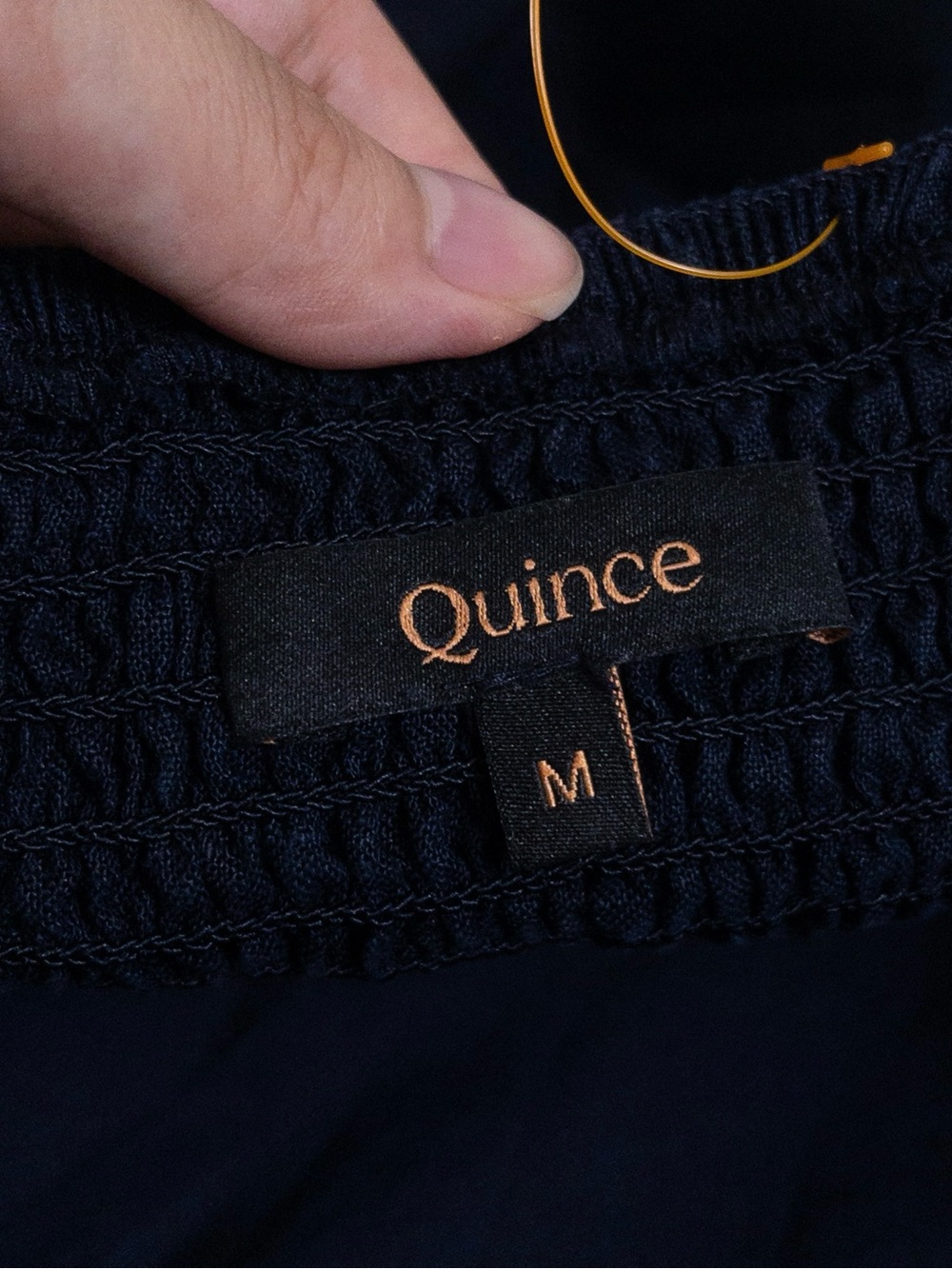 Quince 100% European Linen Scoop Neck Midi Dress M Deep Navy Pleated Pockets - Picture 5 of 11